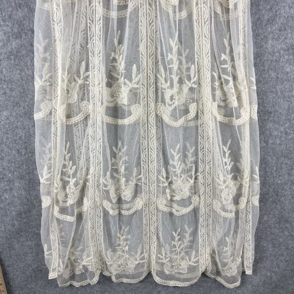 Woven Heart Lace Boho Dress Womens Medium Ivory Sheer Mesh Embroidered Fairy NEW - Picture 13 of 15
